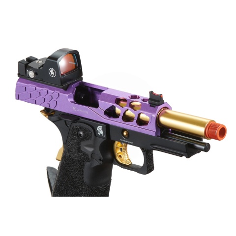 Lancer Tactical Stryk Hi-Capa 4.3 Gas Blowback Airsoft Pistol w/ Micro Red Dot Sight (Black, Purple, & Gold)