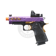 Lancer Tactical Stryk Hi-Capa 4.3 Gas Blowback Airsoft Pistol w/ Red Dot Sight (Black, Purple, & Gold)
