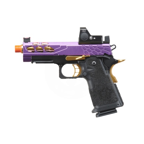 Lancer Tactical Stryk Hi-Capa 4.3 Gas Blowback Airsoft Pistol w/ Red Dot Sight (Black, Purple, & Gold)