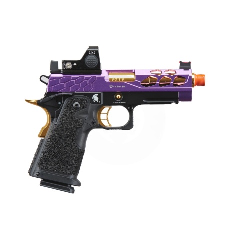 Lancer Tactical Stryk Hi-Capa 4.3 Gas Blowback Airsoft Pistol w/ Red Dot Sight (Black, Purple, & Gold)