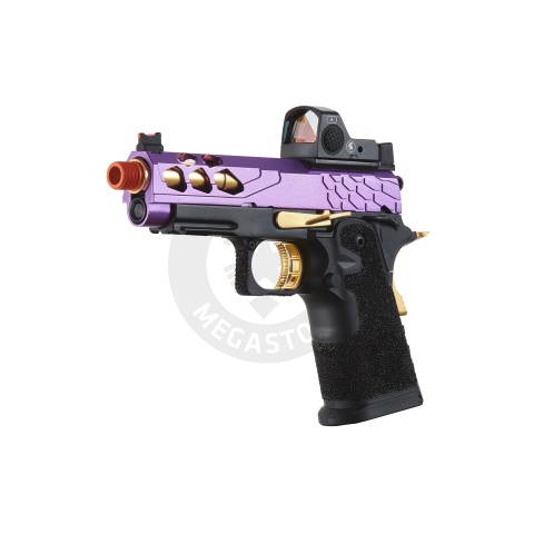 Lancer Tactical Stryk Hi-Capa 4.3 Gas Blowback Airsoft Pistol w/ Red Dot Sight (Black, Purple, & Gold)