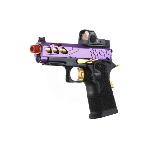 Lancer Tactical Stryk Hi-Capa 4.3 Gas Blowback Airsoft Pistol w/ Red Dot Sight (Black, Purple, & Gold)