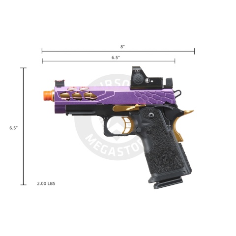 Lancer Tactical Stryk Hi-Capa 4.3 Gas Blowback Airsoft Pistol w/ Red Dot Sight (Black, Purple, & Gold)