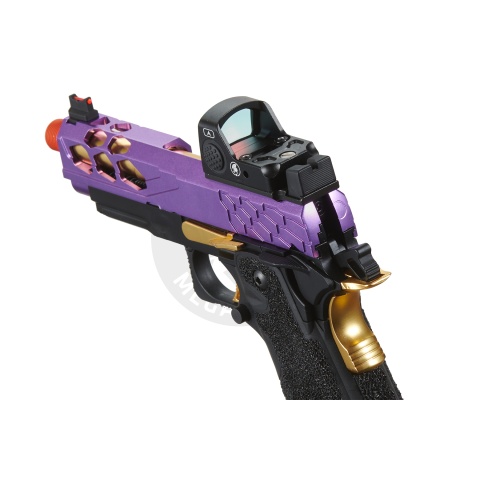 Lancer Tactical Stryk Hi-Capa 4.3 Gas Blowback Airsoft Pistol w/ Red Dot Sight (Black, Purple, & Gold)
