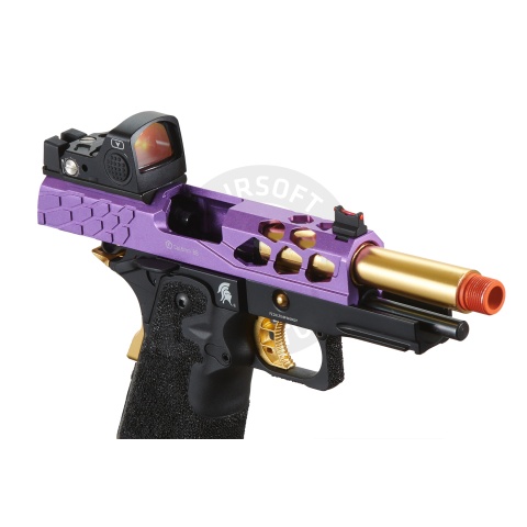 Lancer Tactical Stryk Hi-Capa 4.3 Gas Blowback Airsoft Pistol w/ Red Dot Sight (Black, Purple, & Gold)
