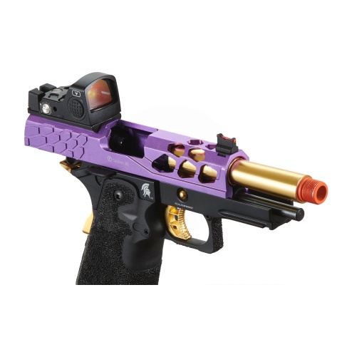 Lancer Tactical Stryk Hi-Capa 4.3 Gas Blowback Airsoft Pistol w/ Red Dot Sight (Black, Purple, & Gold)