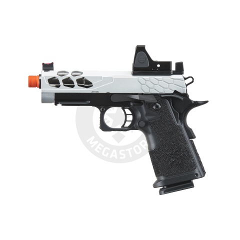 Lancer Tactical Stryk Hi-Capa 4.3 Gas Blowback Airsoft Pistol w/ Reflex Red Dot Sight - (Black & Silver)