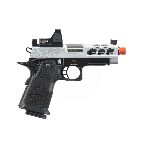 Lancer Tactical Stryk Hi-Capa 4.3 Gas Blowback Airsoft Pistol w/ Reflex Red Dot Sight - (Black & Silver)