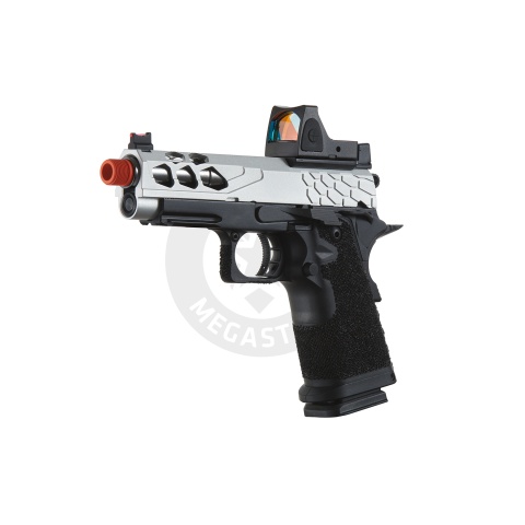 Lancer Tactical Stryk Hi-Capa 4.3 Gas Blowback Airsoft Pistol w/ Reflex Red Dot Sight - (Black & Silver)