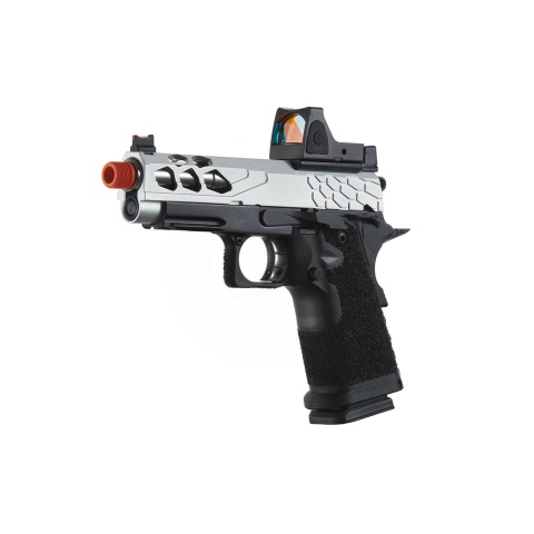 Lancer Tactical Stryk Hi-Capa 4.3 Gas Blowback Airsoft Pistol w/ Reflex Red Dot Sight - (Black & Silver)