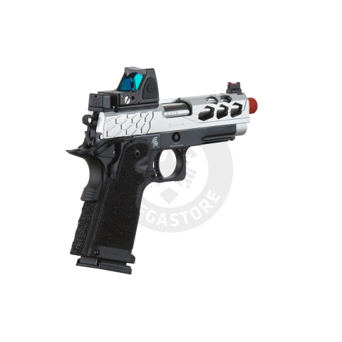 Lancer Tactical Stryk Hi-Capa 4.3 Gas Blowback Airsoft Pistol w/ Reflex Red Dot Sight - (Black & Silver)