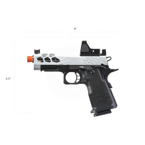Lancer Tactical Stryk Hi-Capa 4.3 Gas Blowback Airsoft Pistol w/ Reflex Red Dot Sight - (Black & Silver)