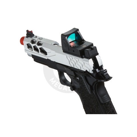 Lancer Tactical Stryk Hi-Capa 4.3 Gas Blowback Airsoft Pistol w/ Reflex Red Dot Sight - (Black & Silver)