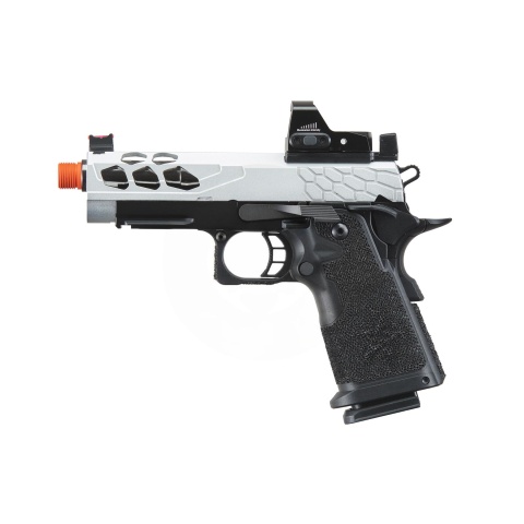 Lancer Tactical Stryk Hi-Capa 4.3 Gas Blowback Airsoft Pistol w/ Micro Red Dot Sight (Black & Silver)