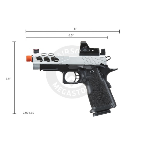 Lancer Tactical Stryk Hi-Capa 4.3 Gas Blowback Airsoft Pistol w/ Micro Red Dot Sight (Black & Silver)