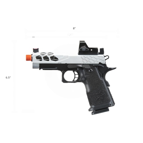 Lancer Tactical Stryk Hi-Capa 4.3 Gas Blowback Airsoft Pistol w/ Micro Red Dot Sight (Black & Silver)
