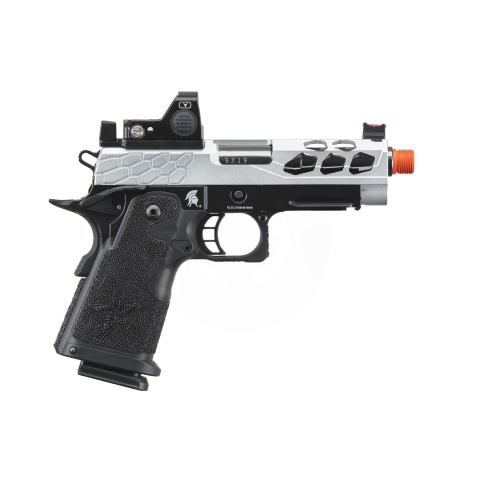 Lancer Tactical Stryk Hi-Capa 4.3 Gas Blowback Airsoft Pistol w/ Red Dot Sight (Black & Silver)