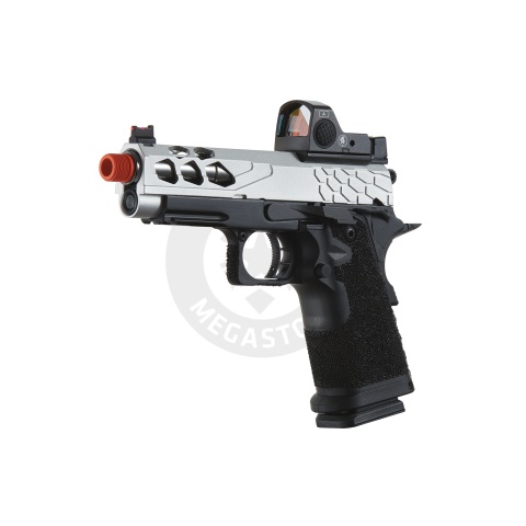 Lancer Tactical Stryk Hi-Capa 4.3 Gas Blowback Airsoft Pistol w/ Red Dot Sight (Black & Silver)