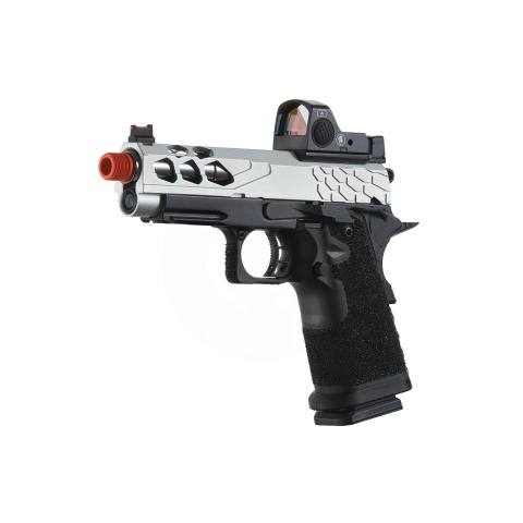 Lancer Tactical Stryk Hi-Capa 4.3 Gas Blowback Airsoft Pistol w/ Red Dot Sight (Black & Silver)