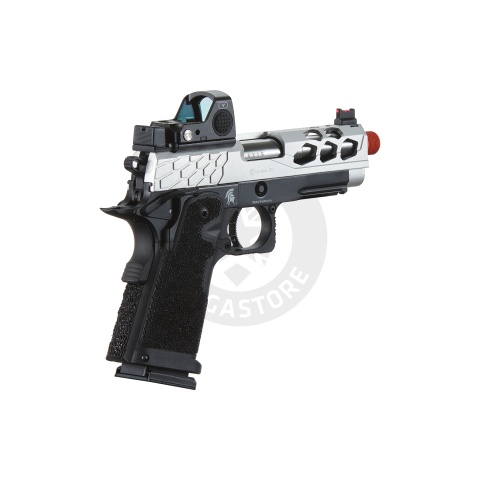 Lancer Tactical Stryk Hi-Capa 4.3 Gas Blowback Airsoft Pistol w/ Red Dot Sight (Black & Silver)