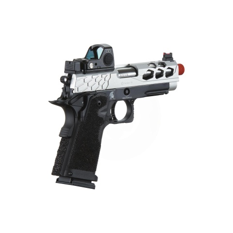 Lancer Tactical Stryk Hi-Capa 4.3 Gas Blowback Airsoft Pistol w/ Red Dot Sight (Black & Silver)
