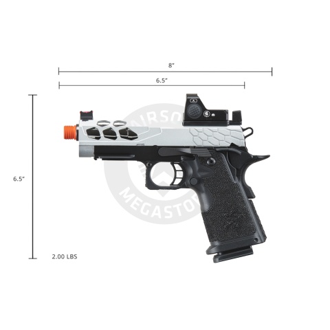 Lancer Tactical Stryk Hi-Capa 4.3 Gas Blowback Airsoft Pistol w/ Red Dot Sight (Black & Silver)