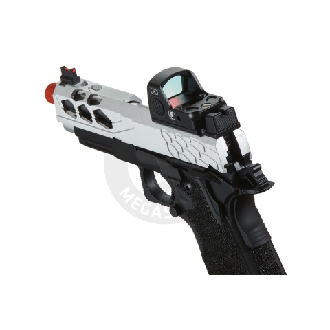Lancer Tactical Stryk Hi-Capa 4.3 Gas Blowback Airsoft Pistol w/ Red Dot Sight (Black & Silver)