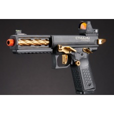 Lancer Tactical x Tandemkross CTHULHU Gas Blow Back Pistol w/ Red Dot Reflex Sight - (Black / Gold)