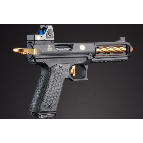 Lancer Tactical x Tandemkross CTHULHU Gas Blow Back Pistol w/ Red Dot Reflex Sight - (Black / Gold)