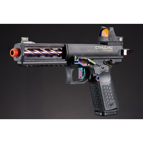 Lancer Tactical x Tandemkross CTHULHU Gas Blow Back Pistol w/ Red Dot Reflex Sight - (Black/Titanium)