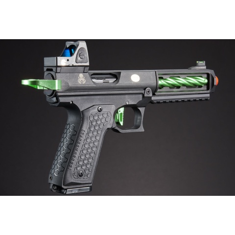Lancer Tactical x Tandemkross CTHULHU Gas Blow Back Pistol w/ Red Dot Reflex Sight - (Black/Green)