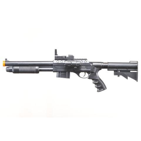 UKARMS M0581C Spring Shotgun with Pressure Switch Laser, Mock Red Dot Scope, Retractable LE Stock - (Black)