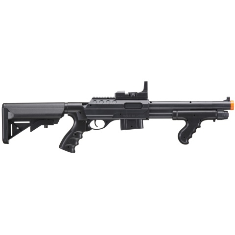 UK Arms Spring M0681D Spring Powered Pump Action Shotgun w/ Red Dot Sight, Flashlight, and Stock (Color: Black)