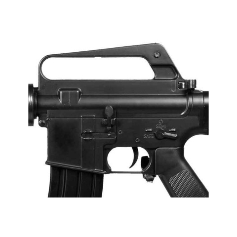 Well M16A4 Style M4 RIS Spring Airsoft Rifle w/ Flashlight, Laser, Vertical Foregrip & Retractable Stock - (Black)