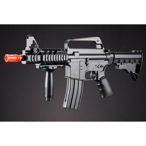 Well Fire M16A5 CQB Spring Airsoft Rifle w/ Laser, Foregrip (Color: Black)