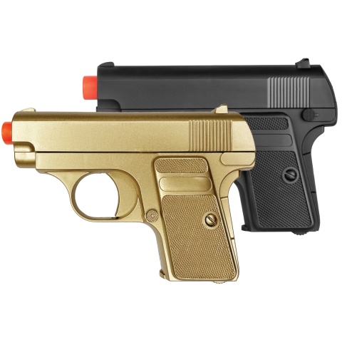 Omega Dual Spring Powered Airsoft Pistols (Color: Black & Gold)