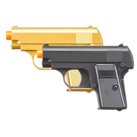 Omega Dual Spring Powered Airsoft Pistols (Color: Black & Gold)