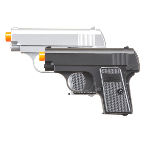 Omega Dual Spring Powered Airsoft Pistols (Color: Black & Silver)