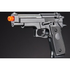Double Eagle M22 Two Tone Spring Powered Airsoft Pistol w/ Mock Suppressor - (Black)