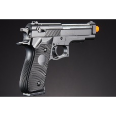Double Eagle M22 Two Tone Spring Powered Airsoft Pistol w/ Mock Suppressor - (Black)