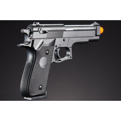 Double Eagle M22 Two Tone Spring Powered Airsoft Pistol w/ Mock Suppressor - (Black)