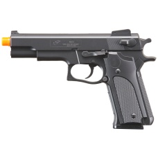UK Arms Airsoft Full Size Spring Powered Pistol w/ Silencer - (Black)
