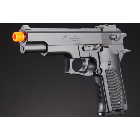 UK Arms Airsoft Full Size Spring Powered Pistol w/ Silencer - (Black)
