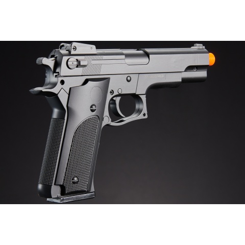 UK Arms Airsoft Full Size Spring Powered Pistol w/ Silencer - (Black)