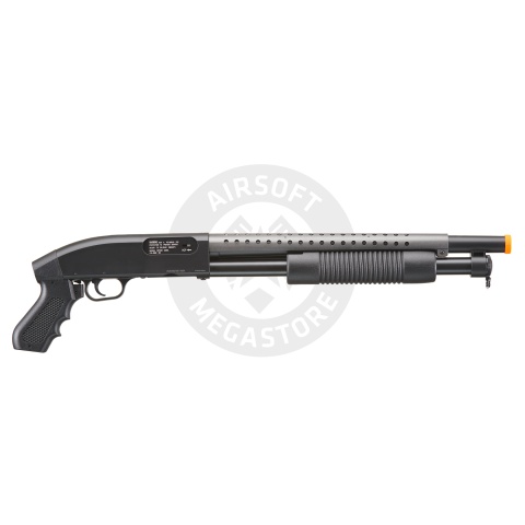 Double Eagle Airsoft Shotgun Metal with Tactical Pistol Grip - BLACK