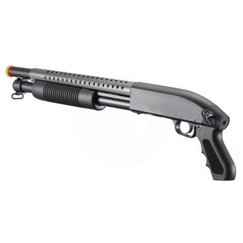 Double Eagle Airsoft Shotgun Metal with Tactical Pistol Grip - BLACK