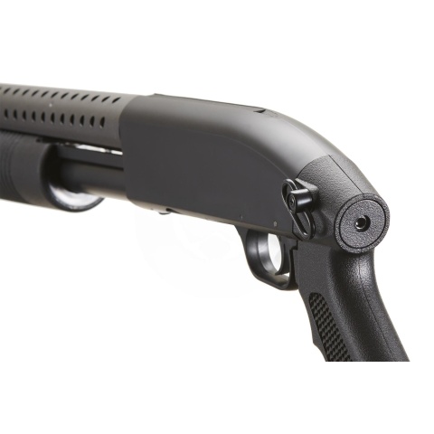 Double Eagle Airsoft Shotgun Metal with Tactical Pistol Grip - BLACK