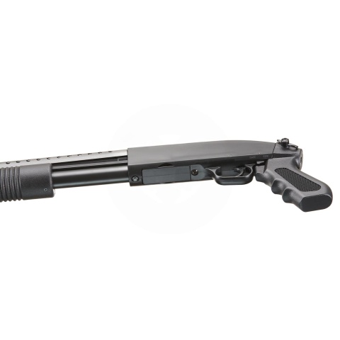 Double Eagle Airsoft Shotgun Metal with Tactical Pistol Grip - BLACK