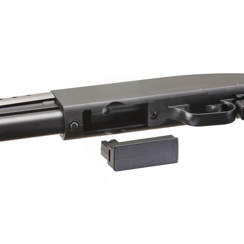 Double Eagle Airsoft Shotgun Metal with Tactical Pistol Grip - BLACK
