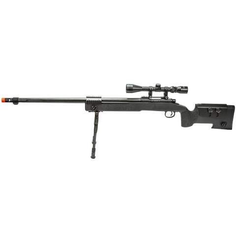 WellFire M40A5 Bolt Action Airsoft Sniper Rifle w/ Scope and Bipod (Color: Black)
